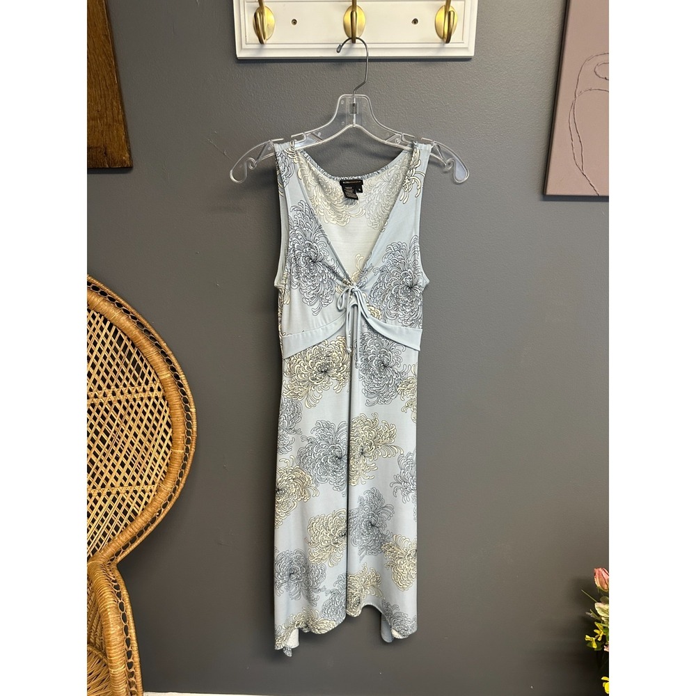 BCBG MaxAzria Vintage Womens‎ Small Y2K Floral Midi Dress Blue 90s Romcomcore
